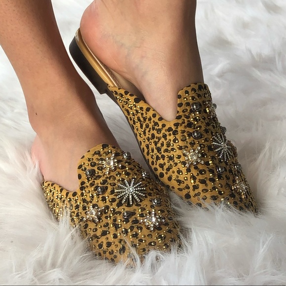 Italina LEOPARD Sequin Gem Embellished Slide-In Flat Mule - Picture 7 of 7